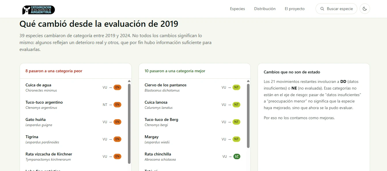 Comparación de categorías entre 2019 y 2024