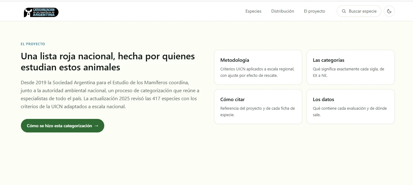 Sección El proyecto, metodología y créditos