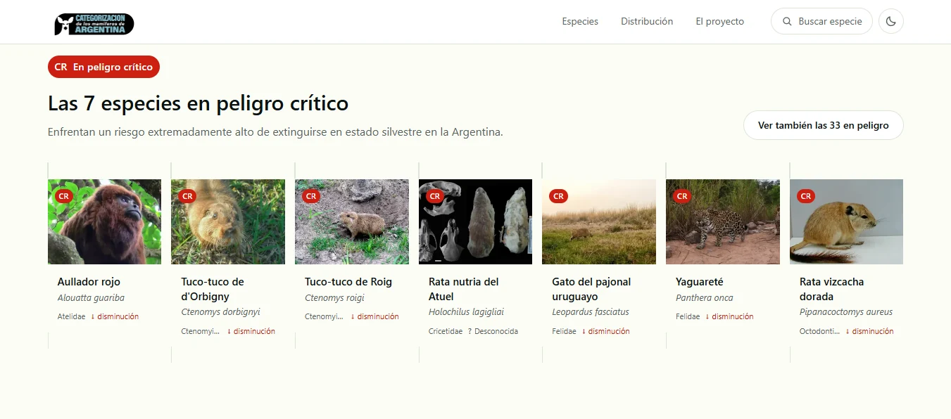 Fichas de las siete especies en peligro crítico