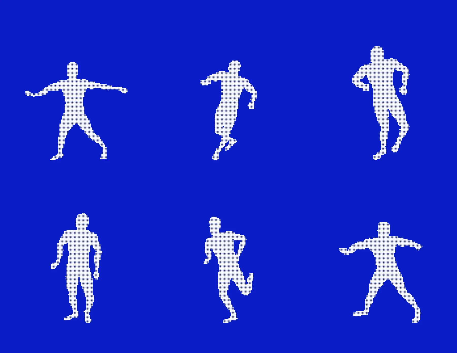 Street Level — seis poses del bailarín hecho de puntos