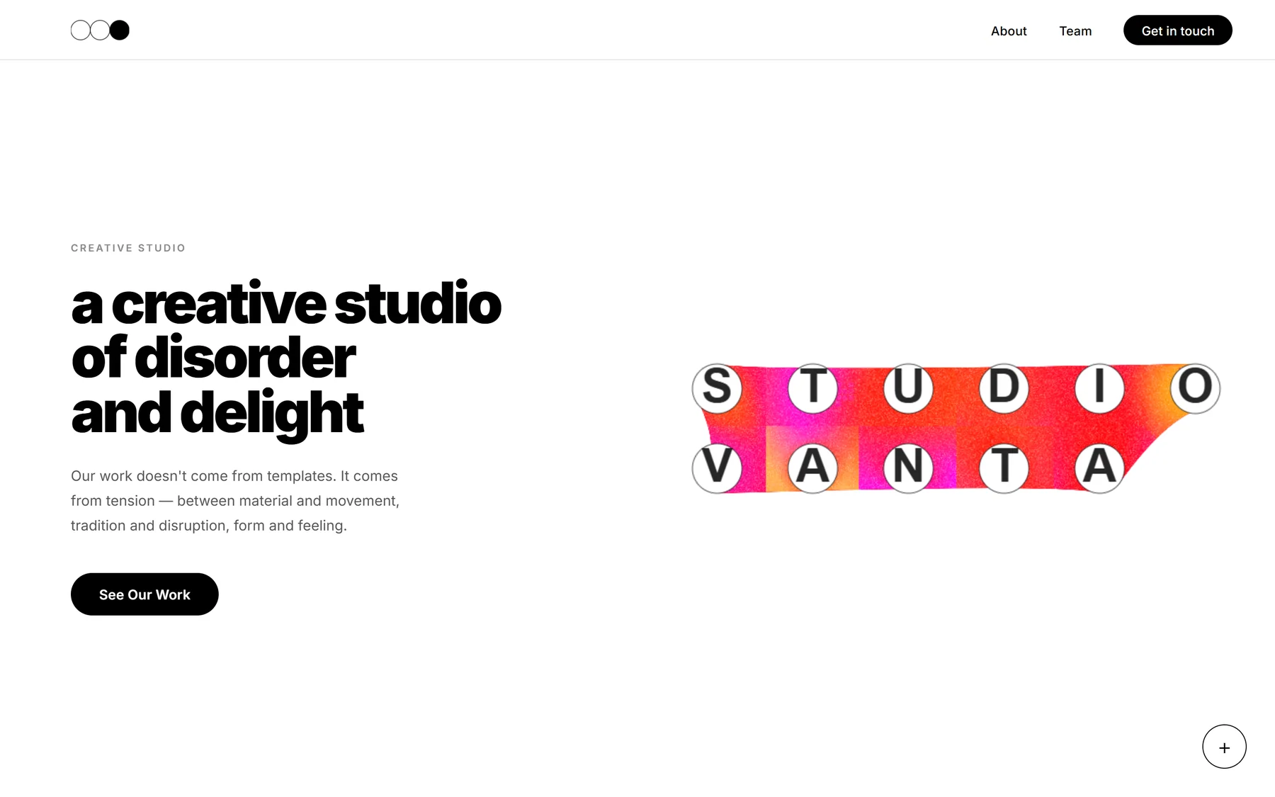 Studio Vanta — el hero es un canvas de calor