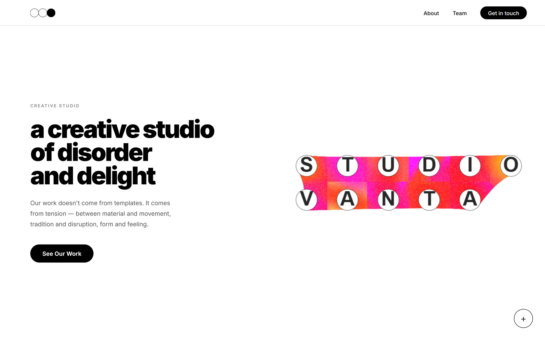 Studio Vanta — hero: titular y campo de calor tramado